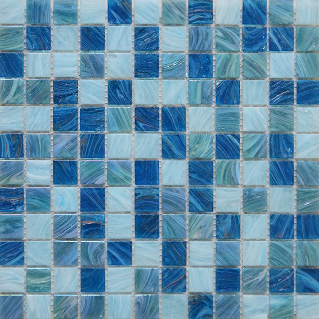 Blaues 23x23mm Glasmosaik für Schwimmbecken
