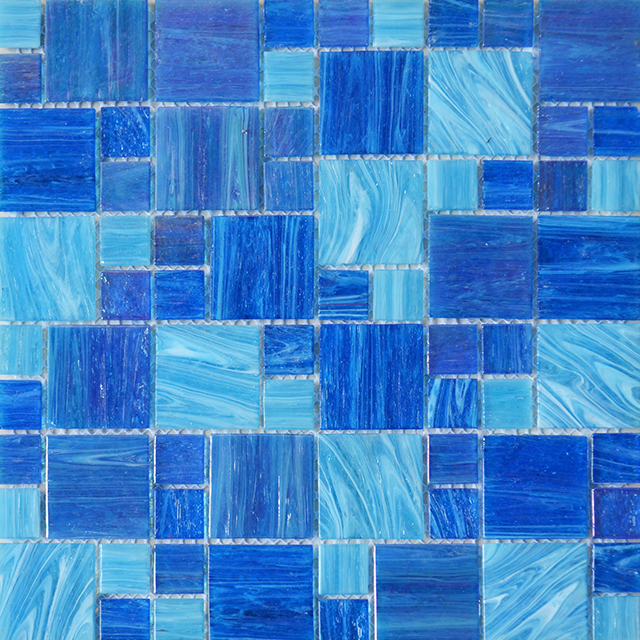 Blaue Glasmosaikfliese für Swimmingpool